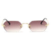 Luxury Rimless Hexagon Sunglasses for Men – UV400 Designer Gradient Lens Fashion Eyewear