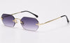 Luxury Rimless Hexagon Sunglasses for Men – UV400 Designer Gradient Lens Fashion Eyewear