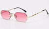 Luxury Rimless Hexagon Sunglasses for Men – UV400 Designer Gradient Lens Fashion Eyewear
