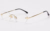 Luxury Rimless Hexagon Sunglasses for Men – UV400 Designer Gradient Lens Fashion Eyewear