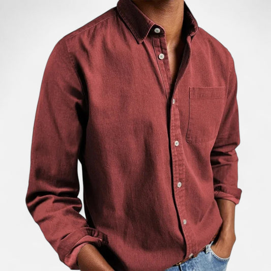 Men’s Solid Long-Sleeve Shirt Position 1