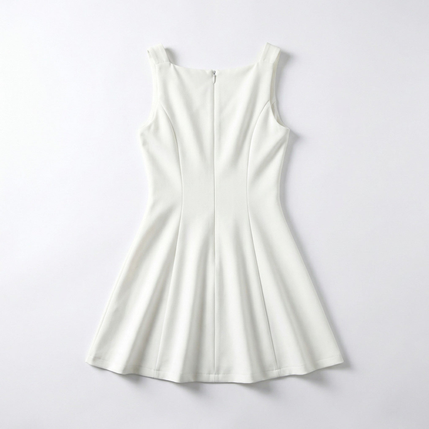 dress fitted waist flared skirt Beaded Mesh Mini Dress With Strapless Neckline And Flared Skirt